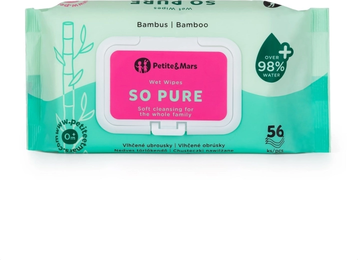 Petite&Mars nawilżane bambusowe chusteczki So pure biodegradowalne 56 szt.