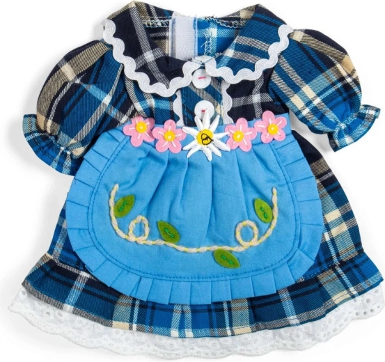 Bigjigs Toys niebieska sukienka w kratę dla lalki 34 cm