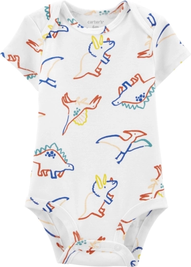 CARTER'S chłopięce body z krótkim rękawem ivory dino – NB/rozm. 56