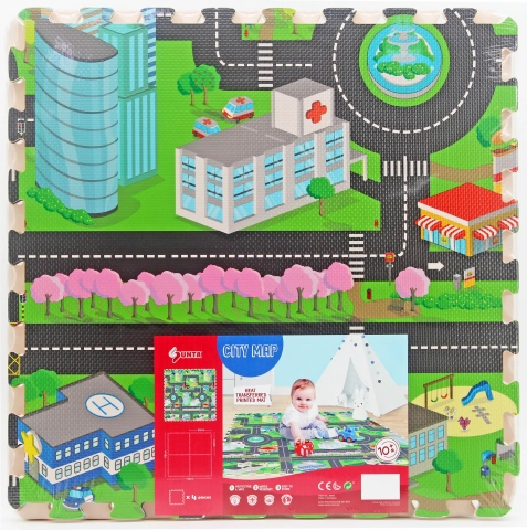 Miękkie piankowe puzzle miasto na podłogę 118 × 118 cm