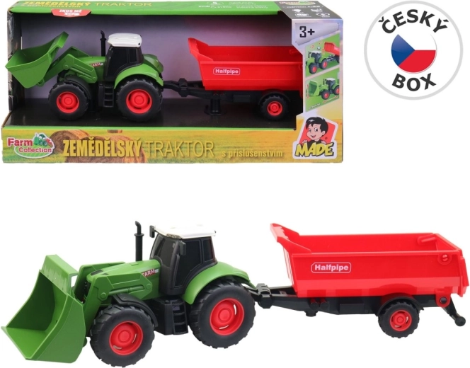 Farm Collection traktor z przyczepą na napęd frykcyjny ze światłem i dźwiękiem 30 cm (1:32)