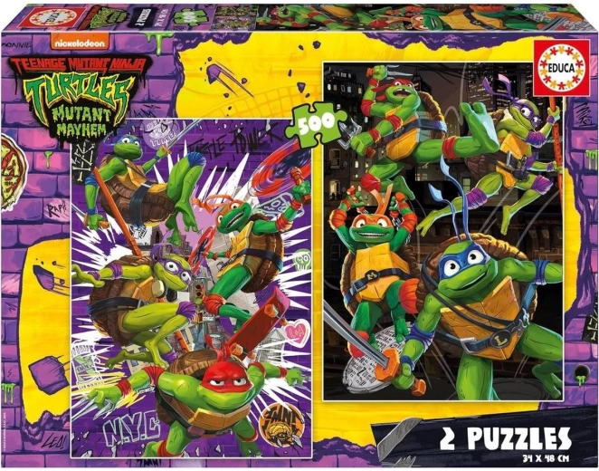 Puzzle Wojownicze Żółwie Ninja 2×500 elementów