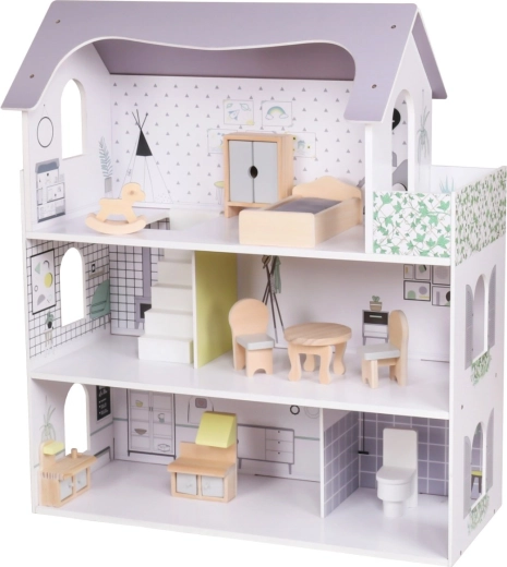 Drewniany domek dla lalek Rose Montessori Baby Mix