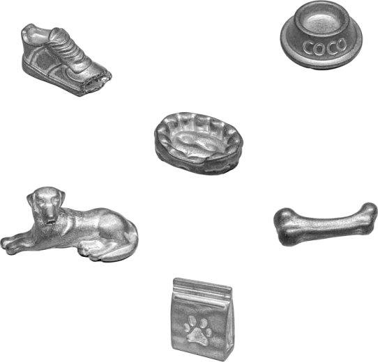 Metalowe psie żetony z detalami