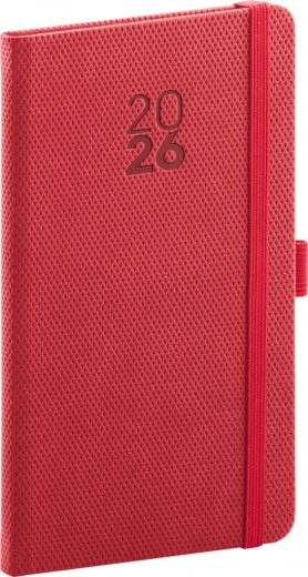 Kieszonkowy terminarz Notique Diamante 2026 czerwony