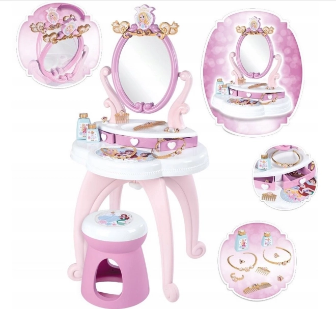 Smoby Disney Princess toaletka 2 w 1 z obrotowym lustrem i stołeczkiem