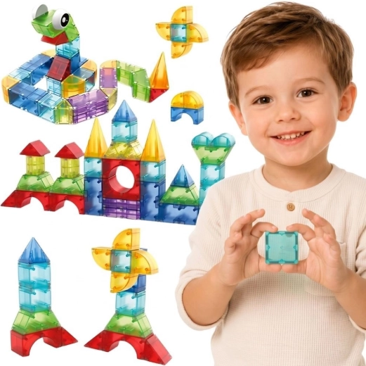 Woopie magnetyczne klocki konstrukcyjne 3D, zestaw edukacyjny, 63 elementy