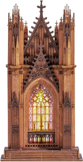RoboTime Rolife 3D drewniane puzzle gotycka katedra Twin Tower z LED