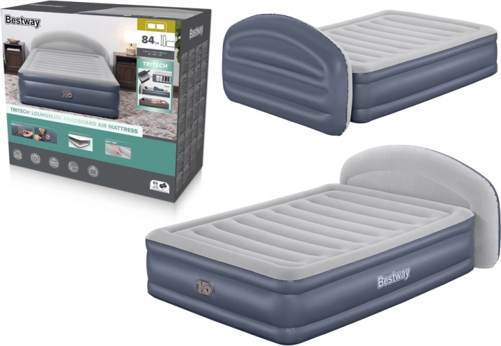 dmuchany materac BESTWAY Tritech LoungeLux 152 × 229 × 84 cm zintegrowane wezgłowie i pompa elektryczna