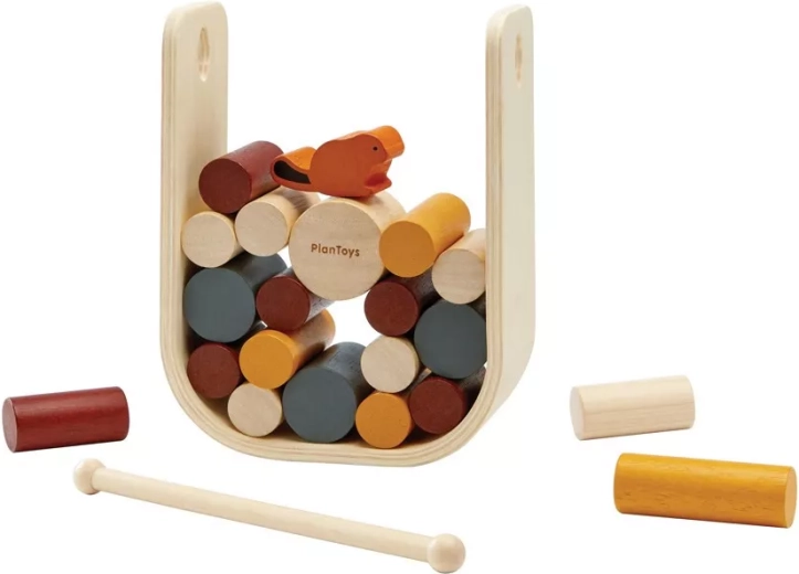 PlanToys tama bobrów – drewniana gra balansowa