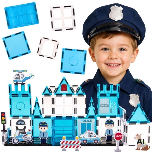 Woopie magnetyczny zestaw konstrukcyjny 3D posterunek policji, 42 elementy