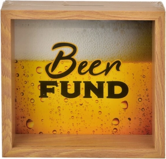 Drewniana skarbonka Beer Fund 20 × 5 × 20 cm