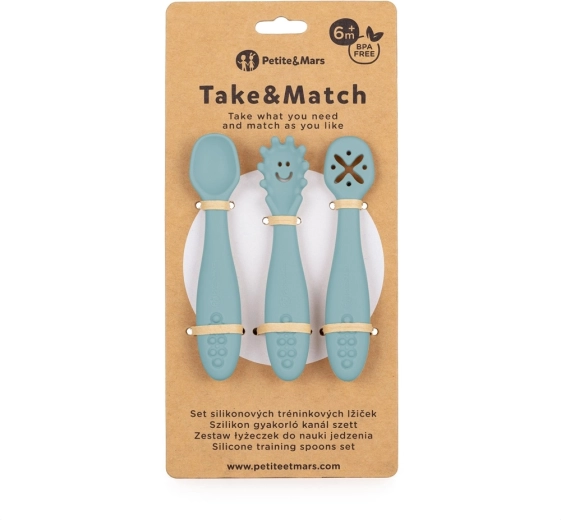 Petite&Mars silikonowe łyżeczki treningowe Take&Match frosted sky (3 szt.) 6m+