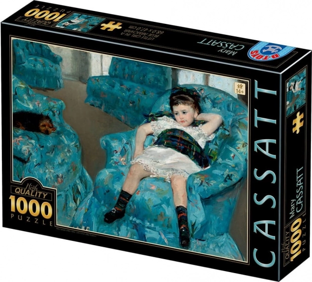 Puzzle Mała dziewczynka w niebieskim fotelu 1000 elementów D-Toys