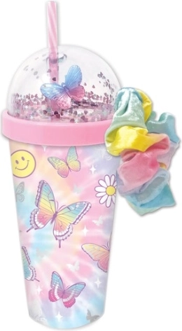 Hot Focus dziecięcy kubek z gumką scrunchie Motylki
