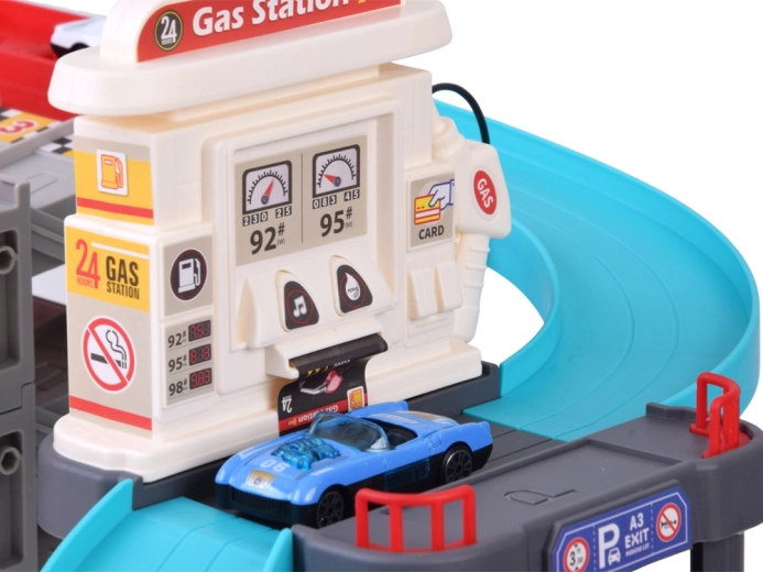 Stacja paliw ze światłem i dźwiękiem