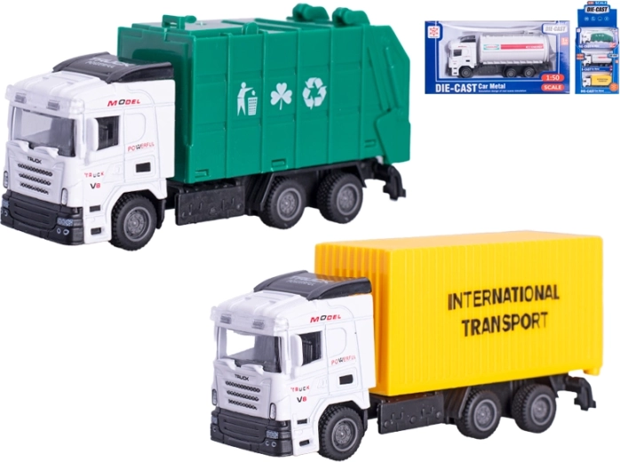 Metalowy pojazd techniczny 1:50 z napędem typu pull-back 13 cm