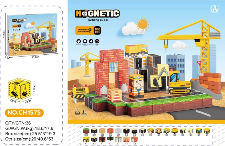 Magnetyczne klocki – plac budowy 100 elementów