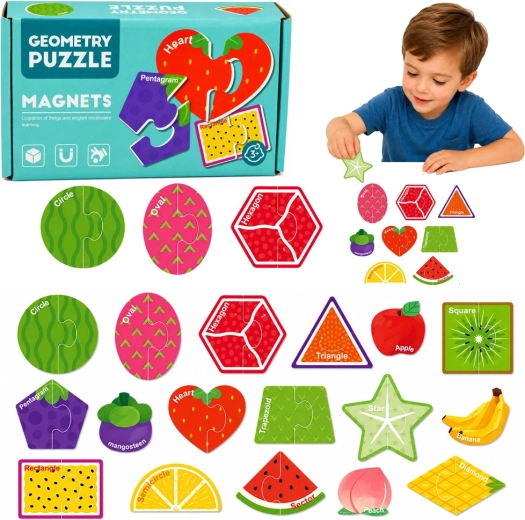 Magnetyczne puzzle owoce – 30 elementów na lodówkę i tablicę magnetyczną