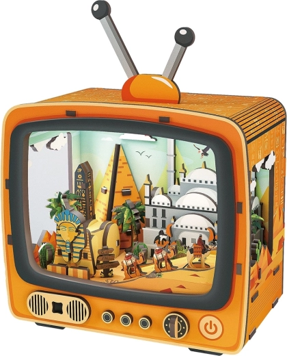 2Kids Toys 3D drewniane puzzle retro TV z egipską sceną