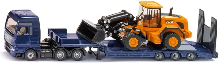 Siku ciężarówka MAN z naczepą niskopodwoziową i ładowarką kołową JCB 1:87