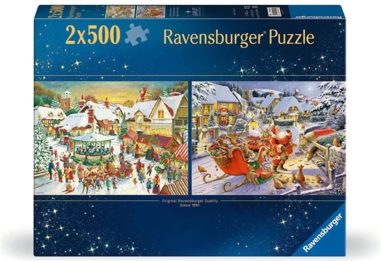 Ravensburger puzzle jarmark bożonarodzeniowy i kolacja wigilijna z Mikołajem 2×500 elementów