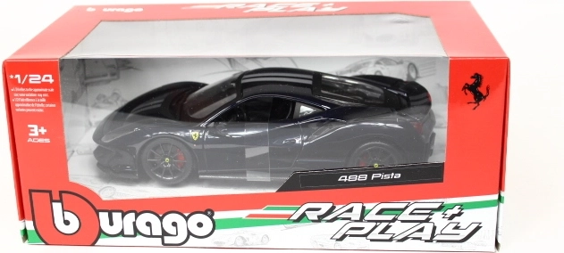 Bburago Ferrari 488 Pista niebieski ze srebrnymi pasami 1:24