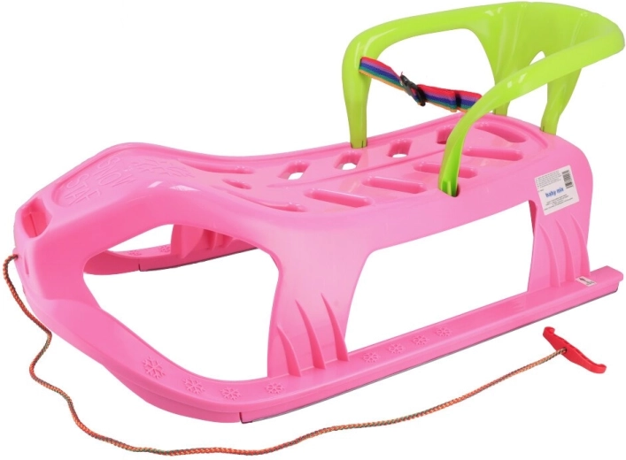 Plastowe sanki z oparciem Baby Mix Snow Star różowe