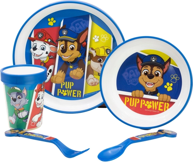 Paw Patrol Pup Power – premium antypoślizgowy zestaw śniadaniowy 5-elementowy