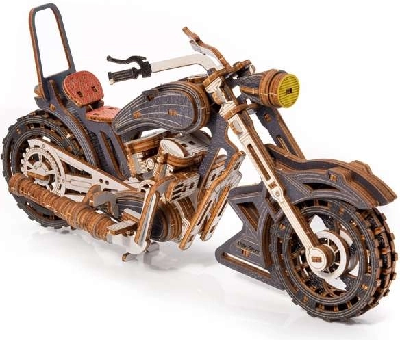 Little Story drewniane puzzle 3D motocykl Yankee Chopper szary