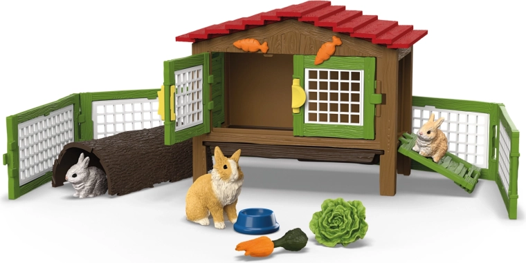 Schleich FARM WORLD królikarnia z królikami miniaturowymi (baranami)