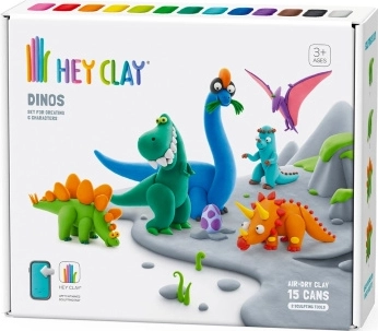 Hey Clay dinozaury – kreatywny zestaw samoutwardzalnej masy (15 kubeczków)