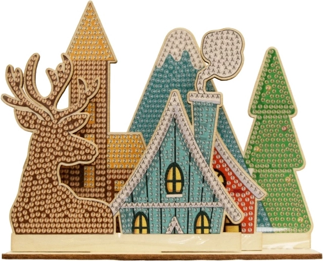 2Kids Toys malowanie diamentowe ze stojakiem – wioska reniferów