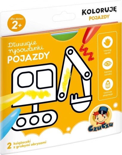 Długie kolorowanki Koloruję – pojazdy dla dzieci 2+