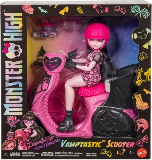 Monster High Draculaura z wampirskim skuterem i nietoperzem