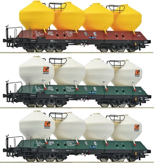 Roco 3-częściowy zestaw wagonów towarowych do cementu Uacs ČD (H0)