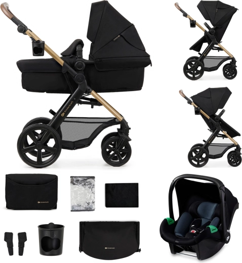 Kinderkraft MOOV 2 wózek wielofunkcyjny 3w1 Pure Black z piankowymi kołami