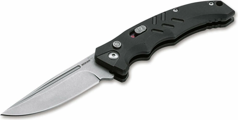 Böker Plus Intention II Black automatyczny taktyczny nóż 8 cm ze stonewash i rękojeścią G10