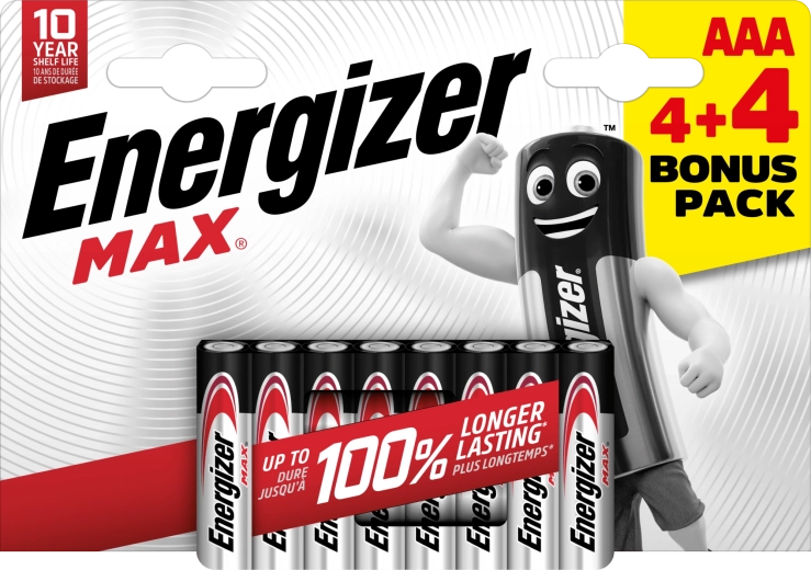 Energizer Max AAA baterie alkaliczne 8 szt. (4+4)