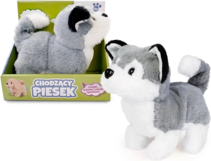 Chodzący pluszowy piesek husky 15 cm