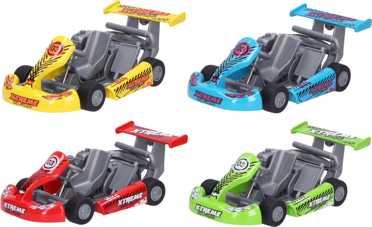 Metalowy gokart na napęd typu pull-back 13 cm - 1 sztuka