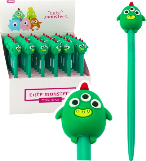 Długopis żelowy Zielone Stworzenie z niebieskim tuszem 17 cm 0,5 mm