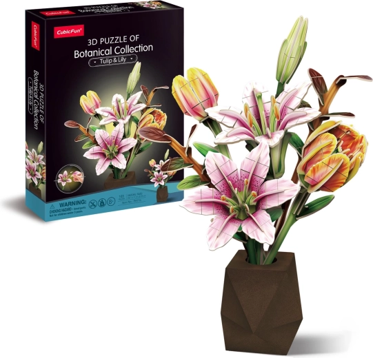 CubicFun puzzle 3D kolekcja botaniczna tulipany i lilie, 103 elementy