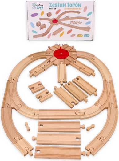 Drewniany zestaw torów 37 elementów Adam Toys