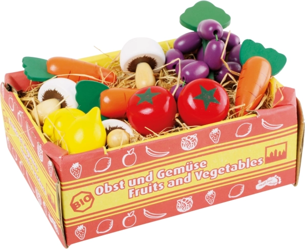 Mała drewniana skrzynka kuchenna Small Foot z warzywami