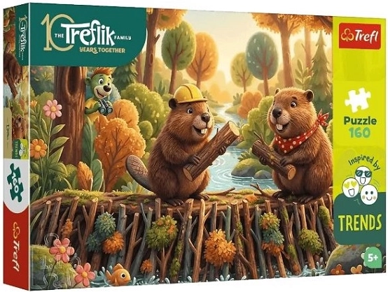 Puzzle Trefl 160 el. „U bobra” (Rodzina Treflików)