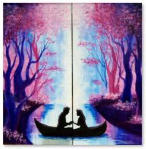 Malowanie diamentowe (diamond painting) zakochana para 30 × 30 cm - 1 sztuka