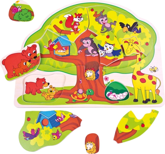 Bino drewniane puzzle wesołe zwierzątka