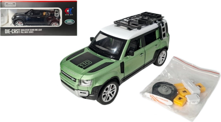 Land Rover Defender 1:24 metalowy model ze światłami i dźwiękiem