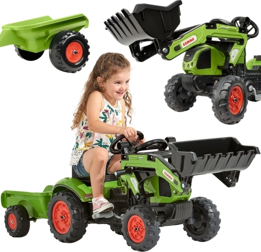 Pedałowy traktor Falk Claas Arion 410 z ładowaczem i przyczepą dla dzieci 2–5 lat